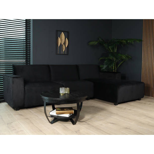 Hoekbank design Riley 270cm bank zwart velvet loungebank rechts