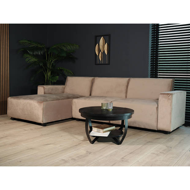 Hoekbank design Riley 270cm bank champagne velvet loungebank links