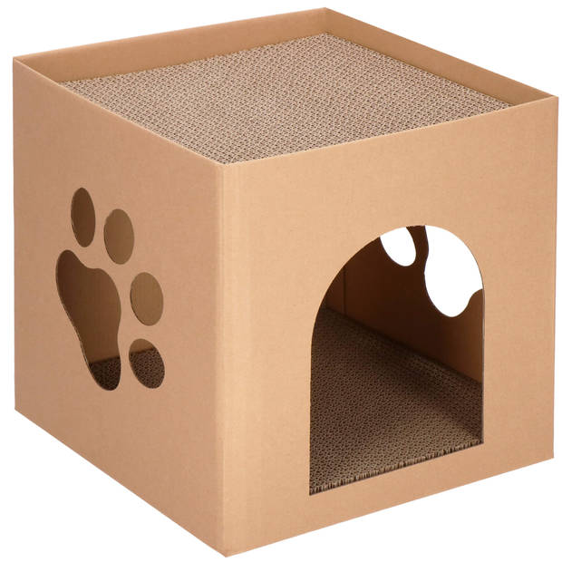 Springos Krabpaal - Kattenhuis - Kartonnen - Huis - 2 Etages - 30 X 30 X 30 Cm