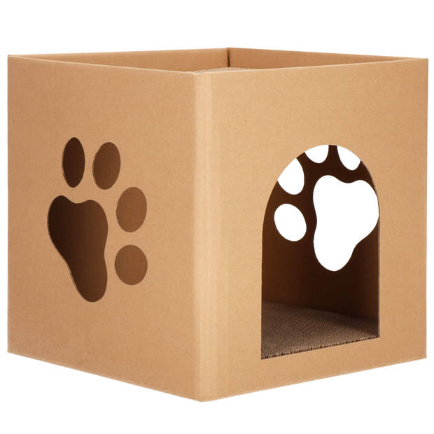 Springos Krabpaal - Kattenhuis - Kartonnen - Huis - 2 Etages - 30 X 30 X 30 Cm