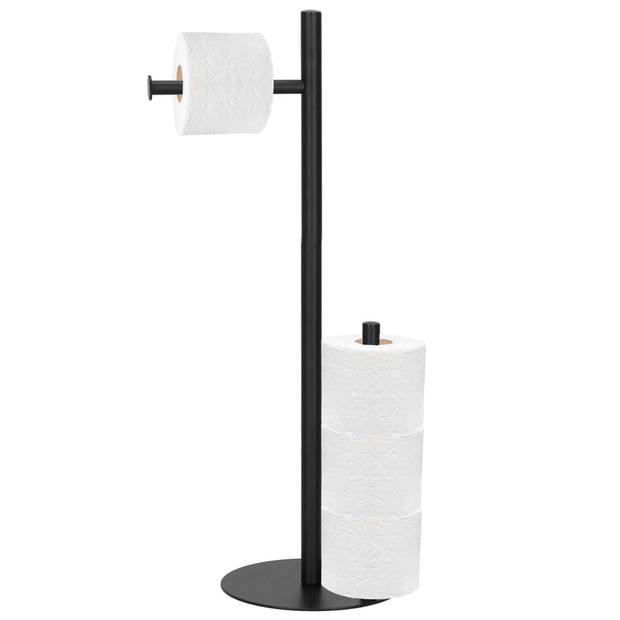 Springos Toiletbutler Toiletrolhouder Toiletborstel Met Houder Toiletaccessoire Zwart 55 cm