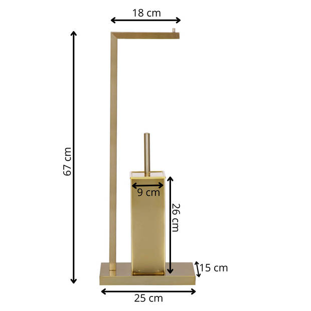 Springos Toiletbutler Toiletrolhouder Toiletborstel met houder Toiletaccessoire Goud