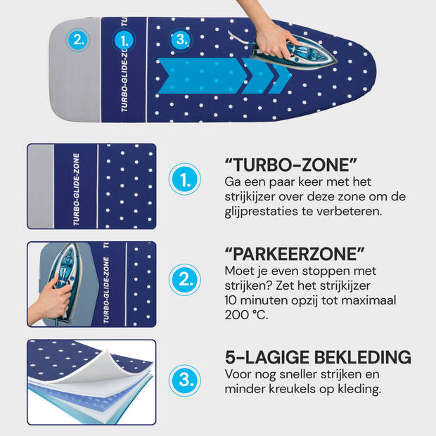 Vitapur Strijkplank - Ironing board - Strijkplanken - Strijkijzer plank - 123 x 40 cm - IronPro