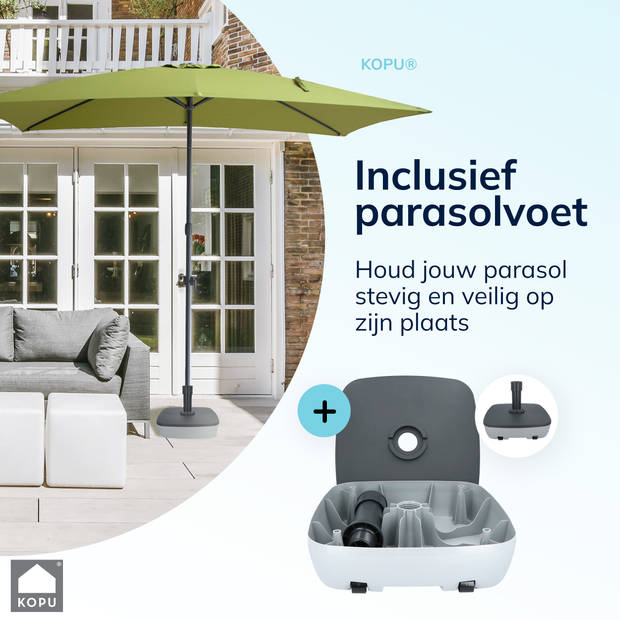 Kopu® Sevilla Parasol Rechthoek 200x300 cm met Hoes en voet - Olijfgroen