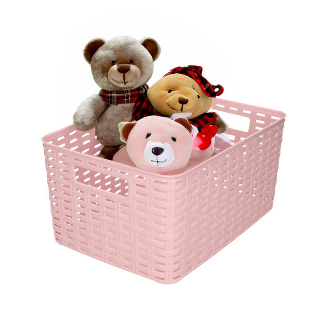 Plasticforte Opbergmand - Kastmand - rotan kunststof - oud roze - 18 Liter - 29 x 39 x 20 cm - Opbergmanden