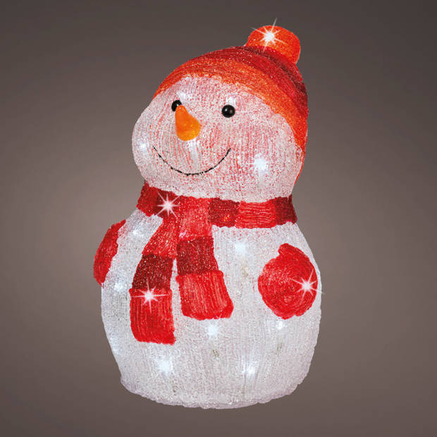 Kerstverlichting Led figuren voor buiten sneeuwpop 25 x 25 x 35 cm met 40 lampjes helder wit - kerstverlichting figuur