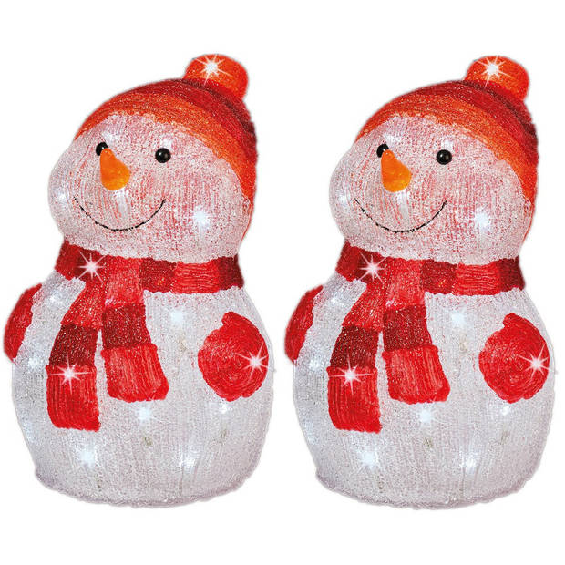 Kerstverlichting Led figuren voor buiten sneeuwpop 25 x 25 x 35 cm met 40 lampjes helder wit - kerstverlichting figuur