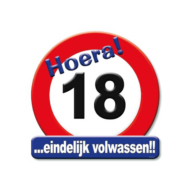 Hulde stopbord 18 jaar leeftijd versiering - Feestdecoratieborden