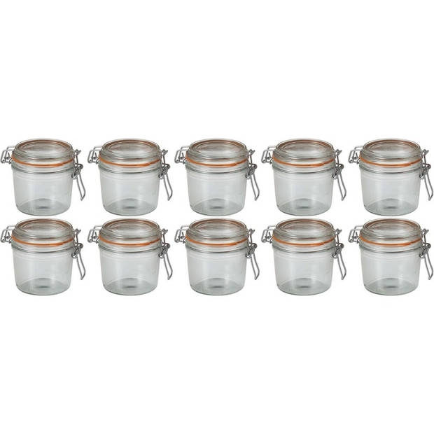 10x Luchtdichte weckpotten transparant glas 350 ml - Weckpotten