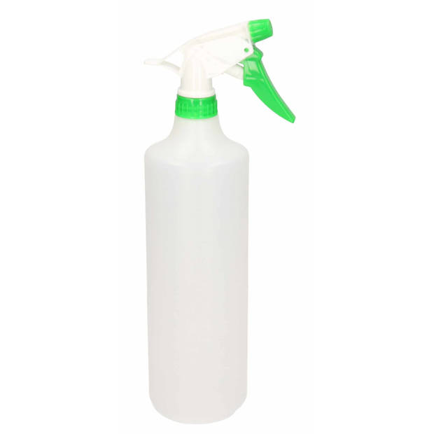 1x Waterverstuivers/sprayflessen groen/witte spray kop 1 liter - Waterverstuivers