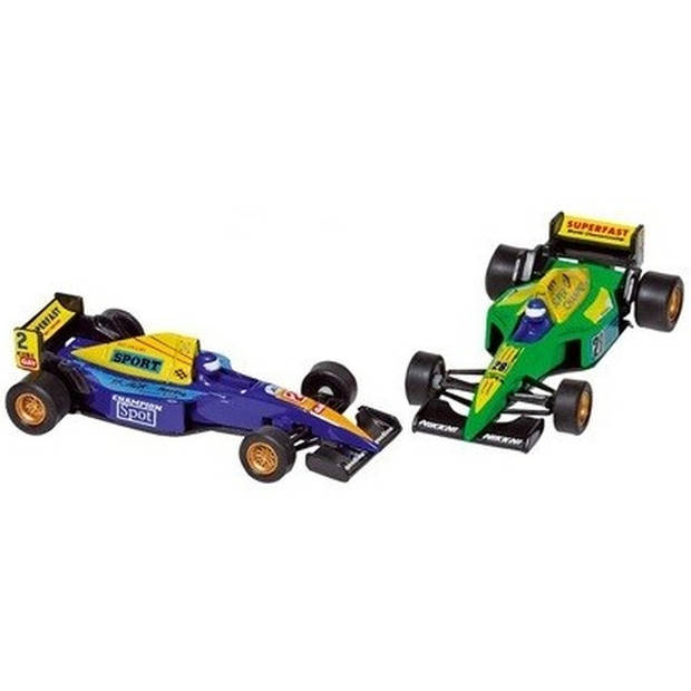 Raceauto speelgoed set van 2x stuks Formule 1 wagens 10 cm - Speelgoed auto's