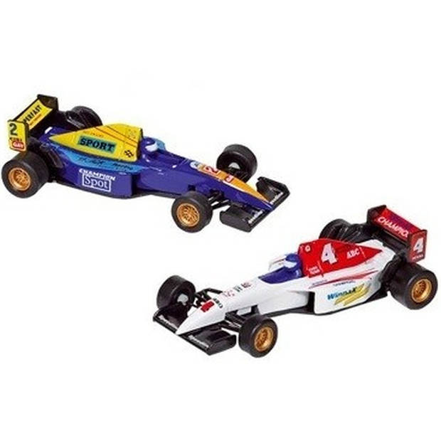 Raceauto speelgoed set van 2x stuks Formule 1 wagens 10 cm - Speelgoed auto's