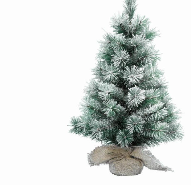 Everlands mini kerstboom - 35 cm - met sneeuw - Kunstkerstboom