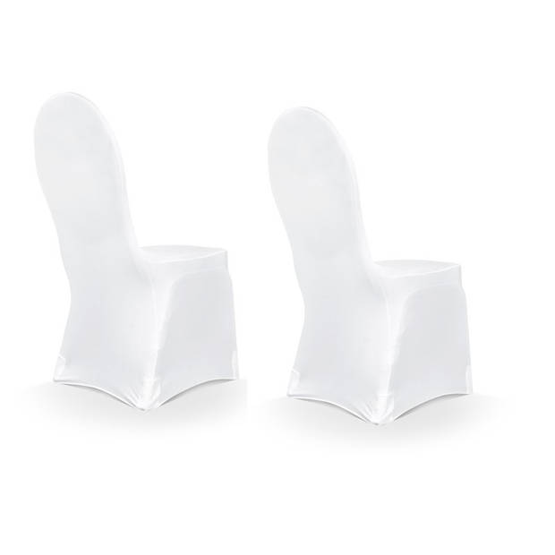 Set van 2x stuks universele witte elastische stoelhoezen 50 x 105 cm - Feestdecoratievoorwerp