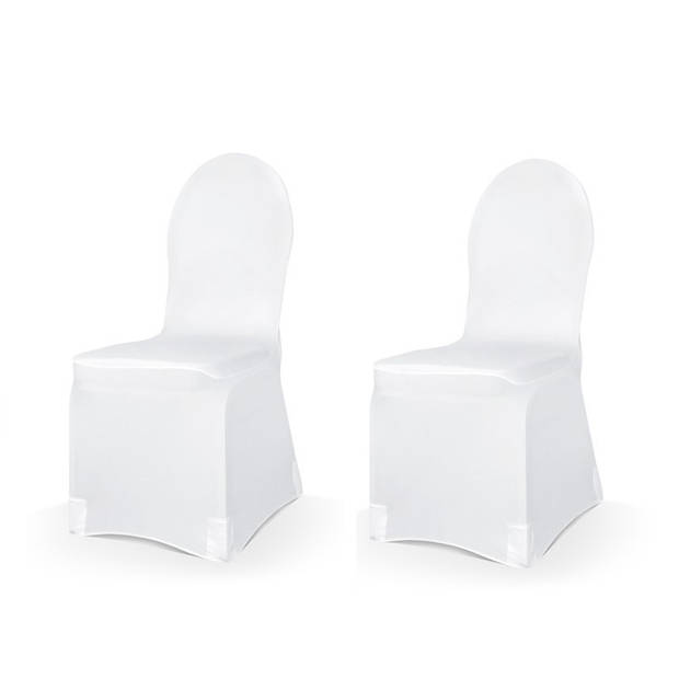 Set van 2x stuks universele witte elastische stoelhoezen 50 x 105 cm - Feestdecoratievoorwerp