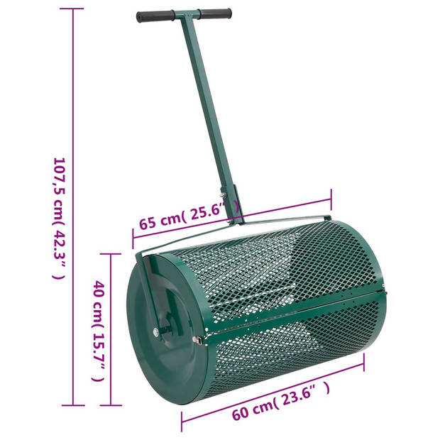 vidaXL Compoststrooier Ø40x60 cm staal groen