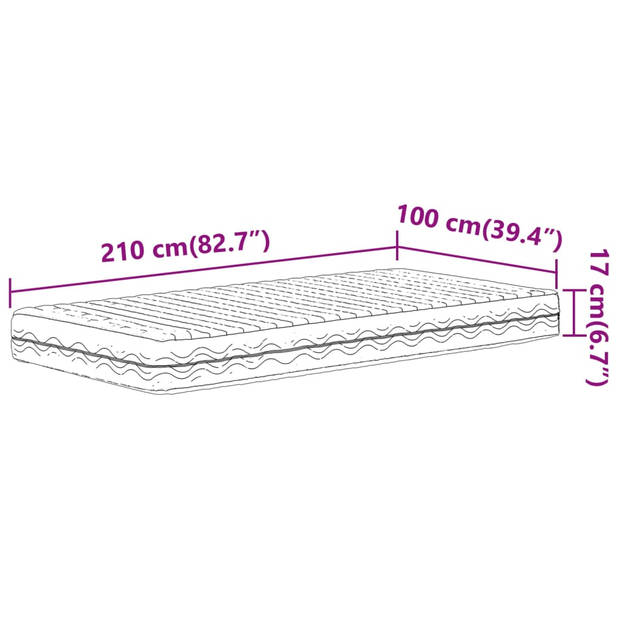 vidaXL Schuimmatras hardheid H2 H3 100x210 cm wit