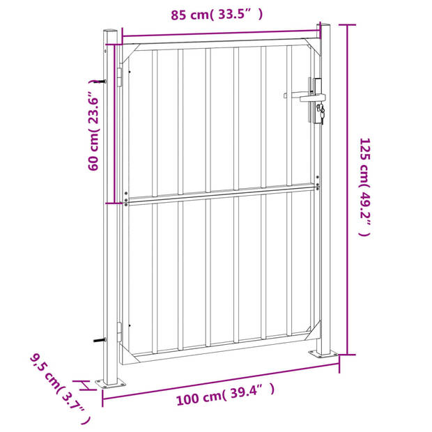 vidaXL Tuinpoort 100x125 cm roestvrij staal