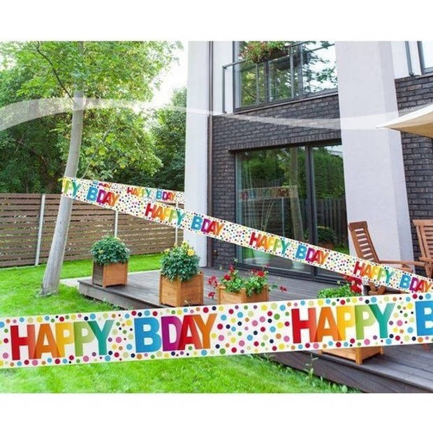 Happy B-day markeerlint met stippen 15 meter - Markeerlinten