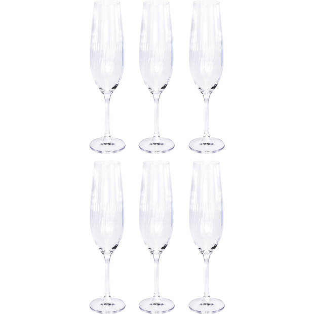 10x Champagne glazen/flutes 26 cl/260 ml van kristalglas - Champagneglazen