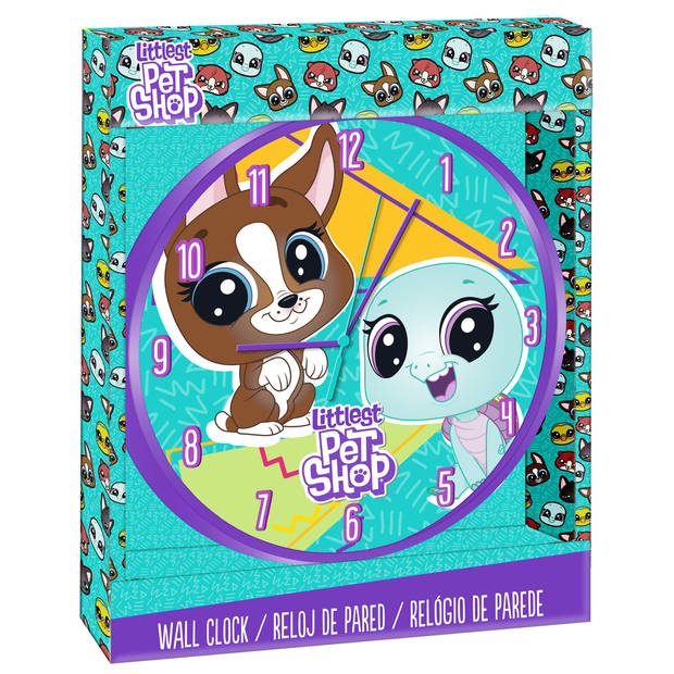 Paarse klok van Littlest Pet Shop voor kinderen 25 cm - Wandklokken