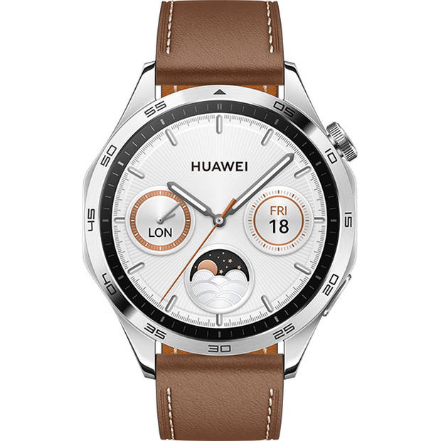 Huawei - Watch GT 4 - 46mm - Zilver/Bruin