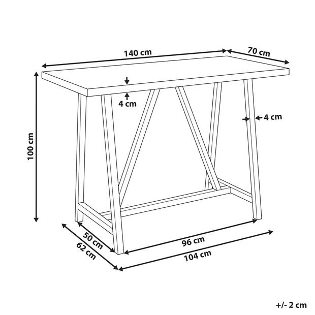 Beliani TALAMONE - Tuintafel-Lichte houtkleur-Vezelcement