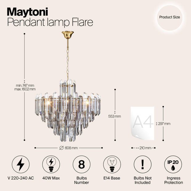 Maytoni - Hanglamp Flare - Goud - Ø60,8