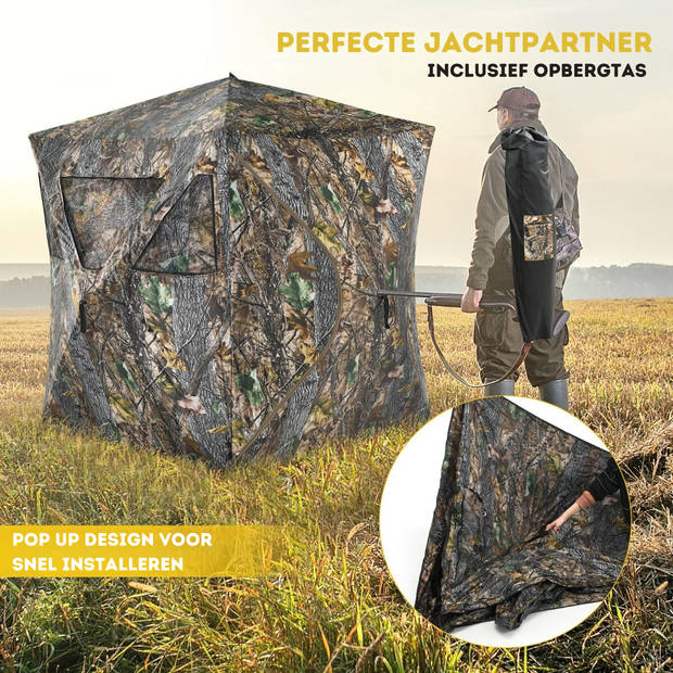 Costway Draagbare Pop-Up Camouflage Jacht tent Voor 3 Personen - Tent Jachtuitrusting - 180 x 200 x 167 cm