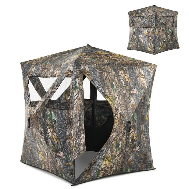 Costway Draagbare Pop-Up Camouflage Jacht tent Voor 3 Personen - Tent Jachtuitrusting - 180 x 200 x 167 cm