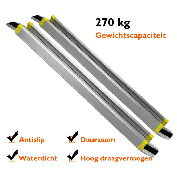 Costway 2 Verstelbare Telescopische Aluminium Oprijplaten - 121,5 - 212,5cm - Maximale Belasting 270kg