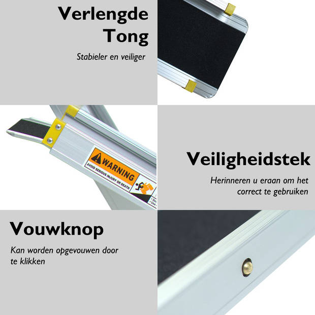 Costway 2 Verstelbare Telescopische Aluminium Oprijplaten - 121,5 - 212,5cm - Maximale Belasting 270kg