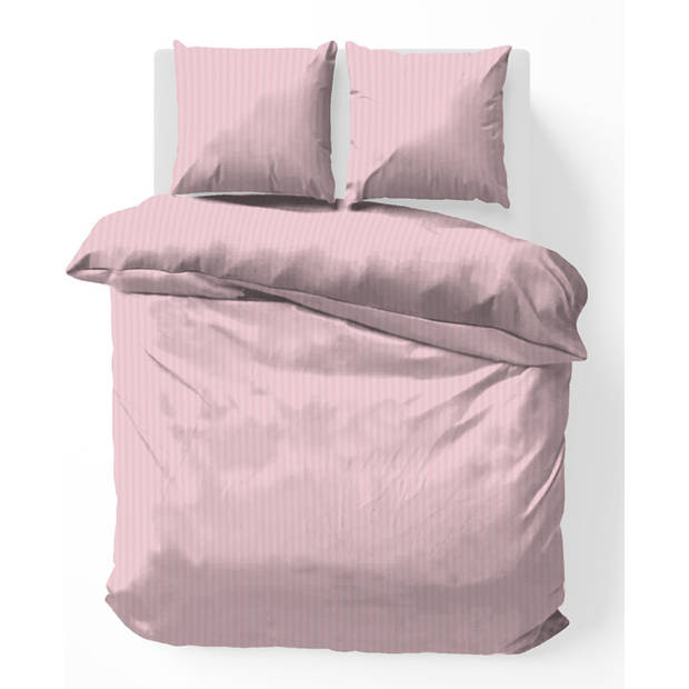 iSleep Dekbedovertrek Satijnstreep - Roze - 1-Persoons 140x200/220 cm