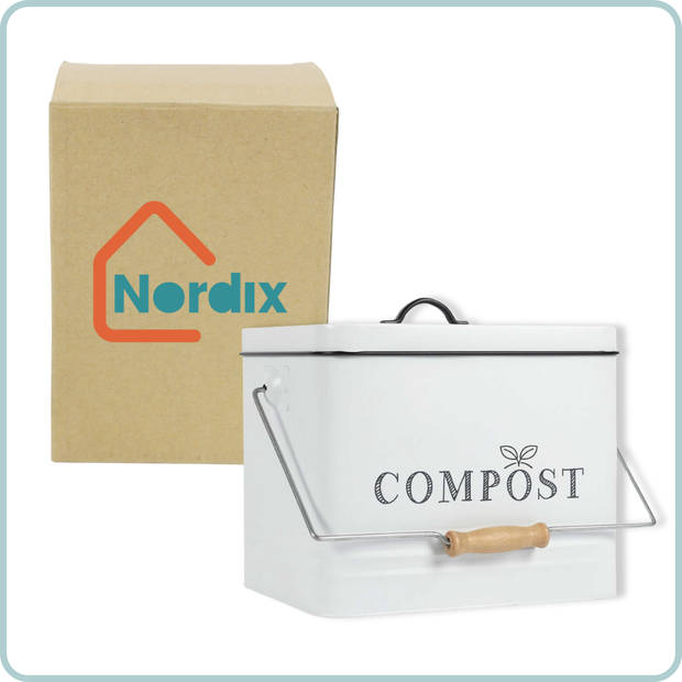 Nordix Compostbak - met Deksel - GFT Afvalbakje - Aanrecht - Keuken - Prullenbak - Afvalscheiding - 10L