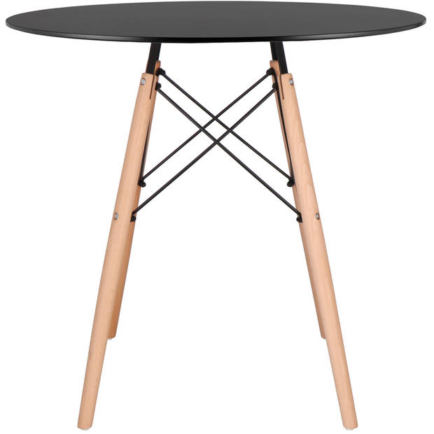 Springos Salontafel - Scandinavische Stijl - Woonkamer - Eetkamer - Zwart - 80 cm