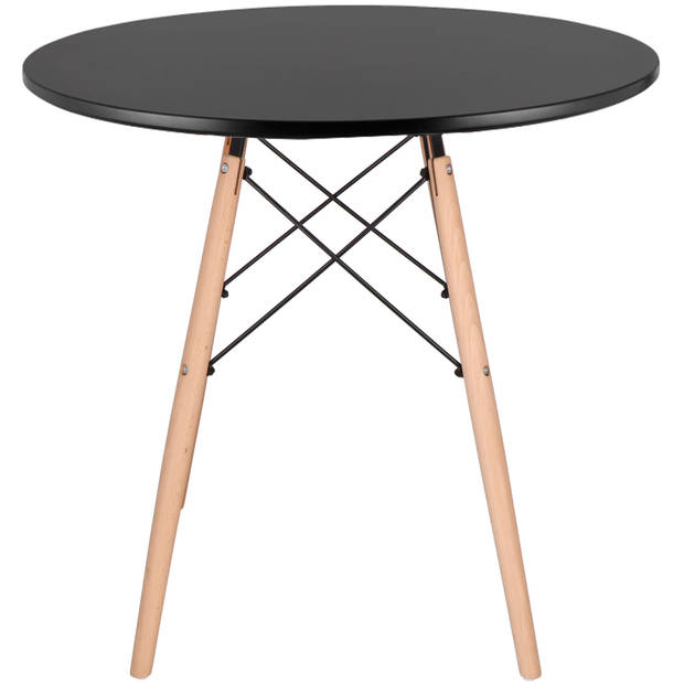 Springos Salontafel - Scandinavische Stijl - Woonkamer - Eetkamer - Zwart - 80 cm