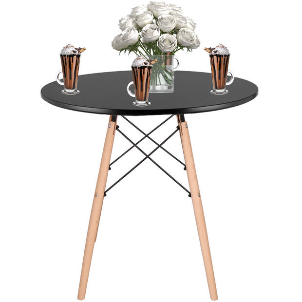 Springos Salontafel - Scandinavische Stijl - Woonkamer - Eetkamer - Zwart - 80 cm