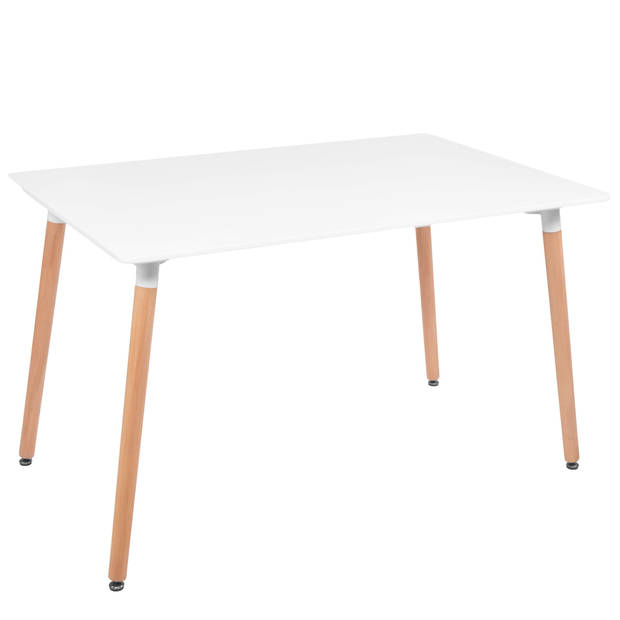 Springos Eettafel - Scandinavische Stijl - Woonkamer - Eetkamer - Wit - Rechthoekig - 120x80x74 cm