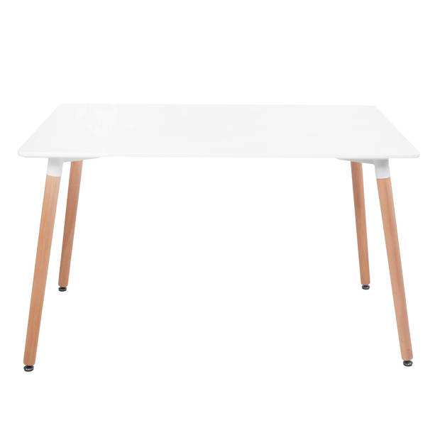 Springos Eettafel - Scandinavische Stijl - Woonkamer - Eetkamer - Wit - Rechthoekig - 120x80x74 cm