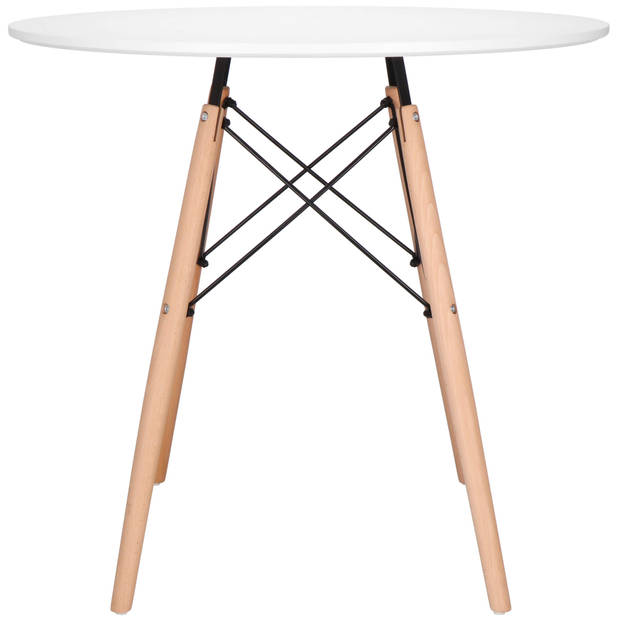 Springos Tafel - Scandinavische Stijl - Woonkamer - Eetkamer - Wit/Bruin - 80 cm