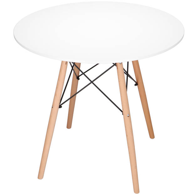 Springos Tafel - Scandinavische Stijl - Woonkamer - Eetkamer - Wit/Bruin - 80 cm