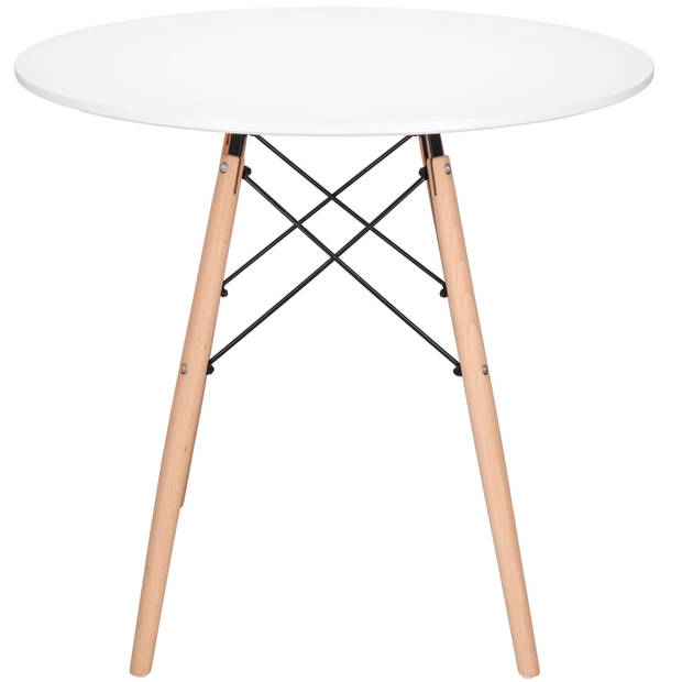 Springos Tafel - Scandinavische Stijl - Woonkamer - Eetkamer - Wit/Bruin - 80 cm