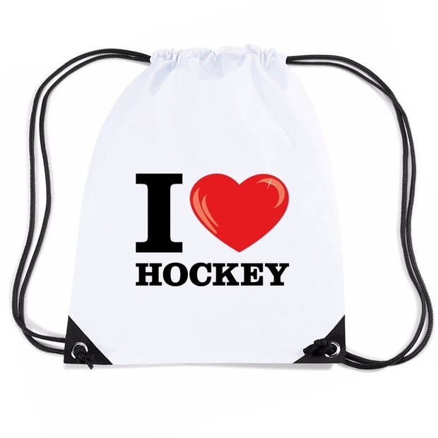 Nylon sporttas I love hockey wit - Rugzak