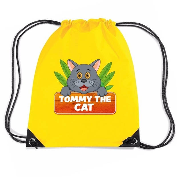 Tommy the Cat katten trekkoord rugzak / gymtas geel voor kinderen - Gymtasje - zwemtasje