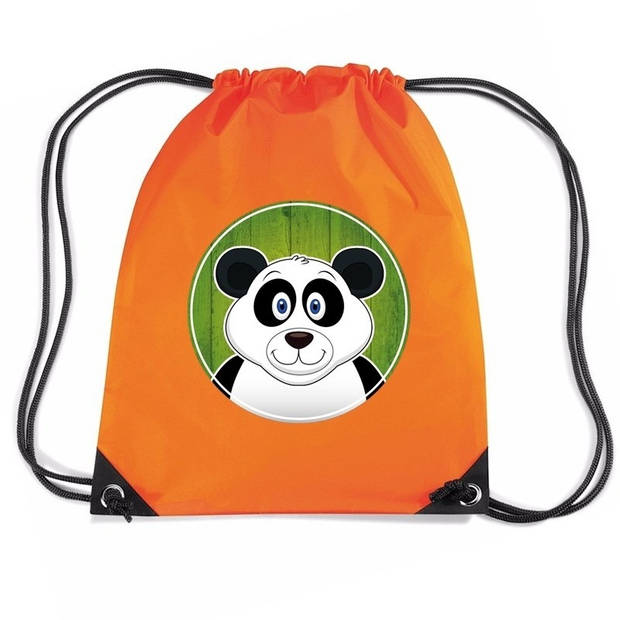 Panda dieren trekkoord rugzak / gymtas oranje voor kinderen - Gymtasje - zwemtasje