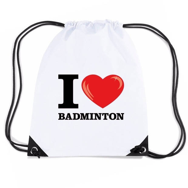 Nylon sporttas I love badminton wit - Rugzak