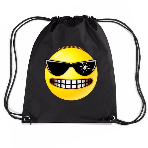 Nylon sporttas emoticon stoer zwart - Rugzak