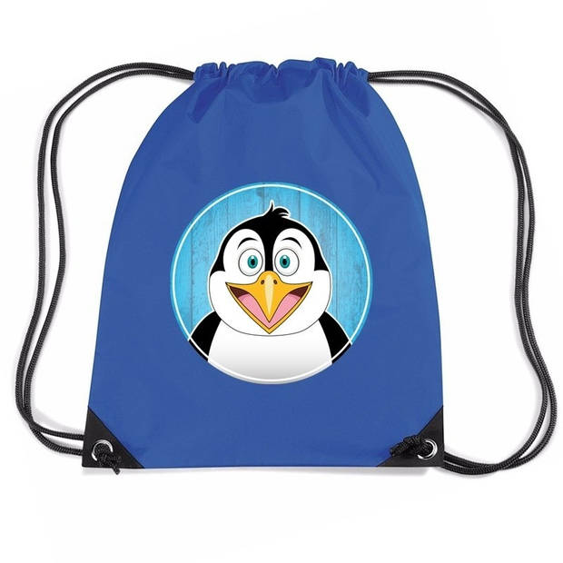 Pinguin dieren trekkoord rugzak / gymtas blauw voor kinderen - Gymtasje - zwemtasje