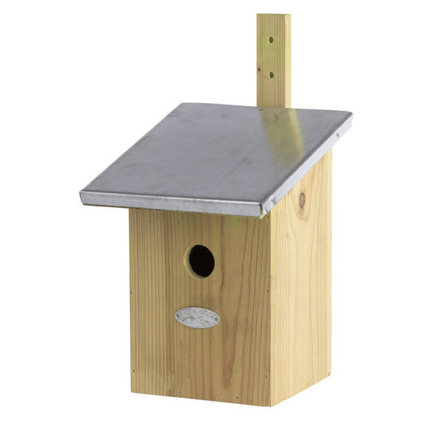 1x Vurenhouten vogelhuisjes/vogelhuizen 33 cm met spiegel dak - Vogelhuisjes