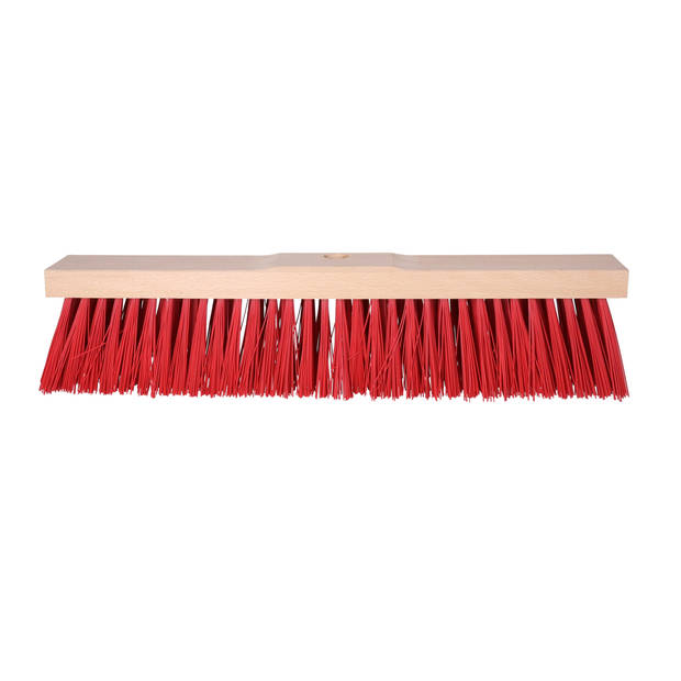 Buemag Bezemkop - Elaston - rood - hout - hard/extra stevig - 50 cm - 24mm - buitenbezem - Bezem